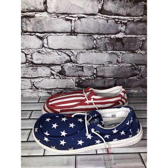 Hey Dude Wally Patriotic American Flag Casual Slip On Men Sz 12M US/45 USA - Picture 14 of 16